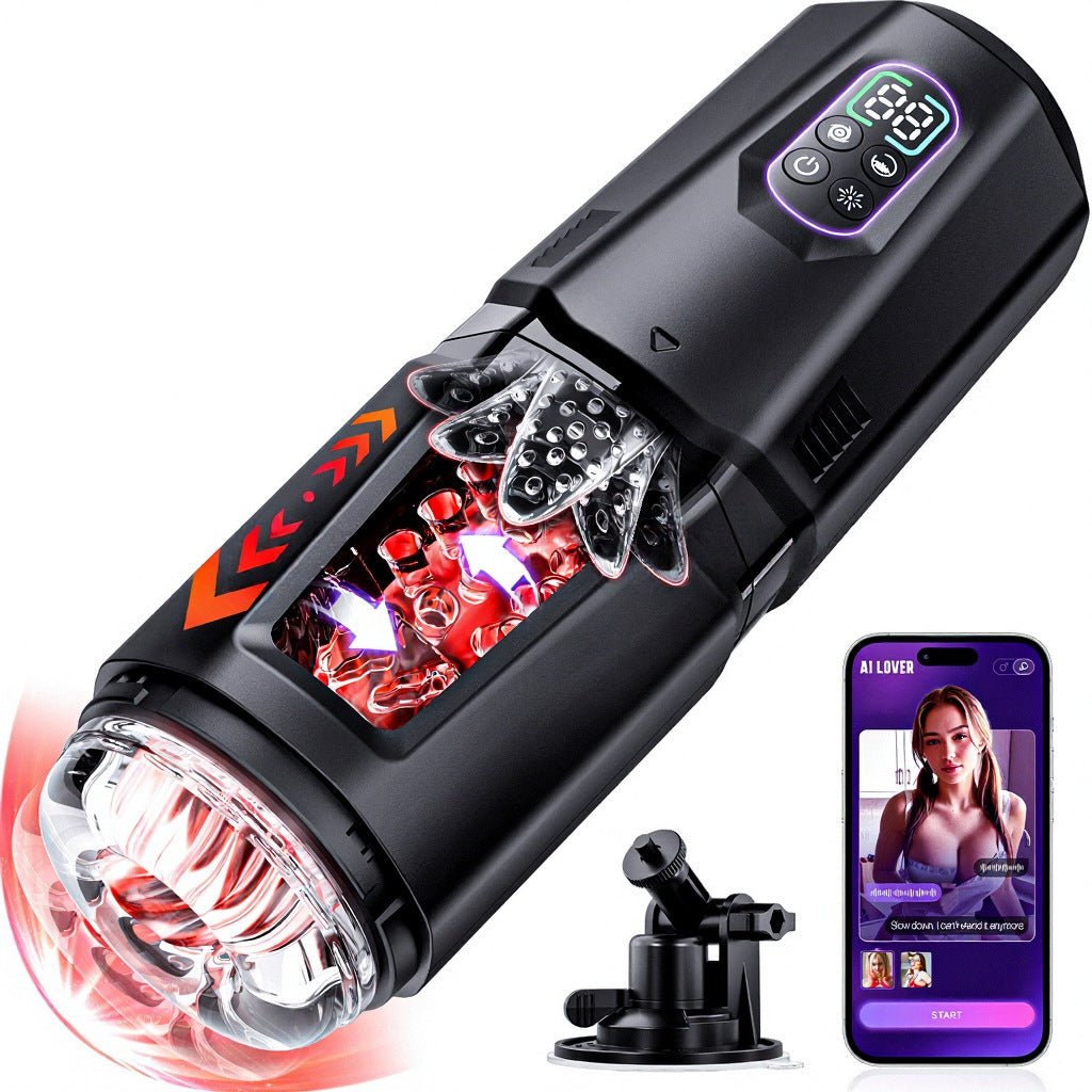black handheld 360 degree fully enclosed automatic male masturbator